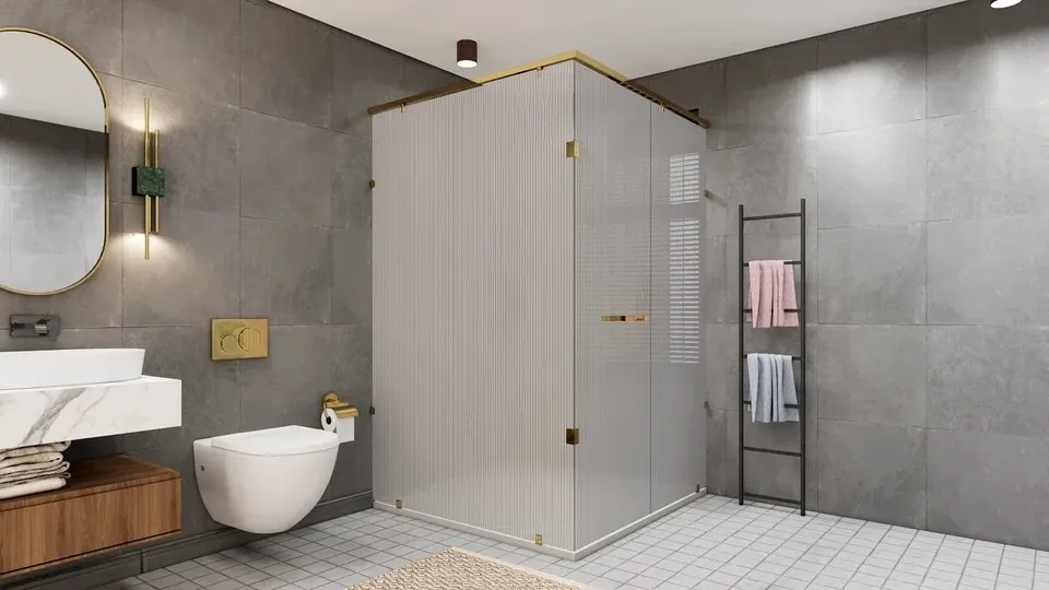 L-Shape Fluted Gold